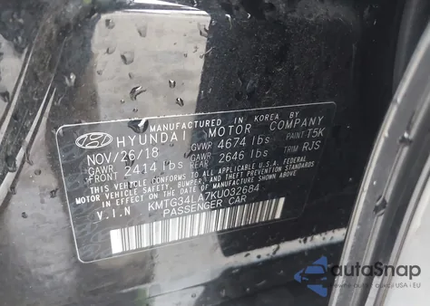 2019 Genesis G70 2.0T Advanced from USA, damaged, VIN KMTG34LA7KU032684